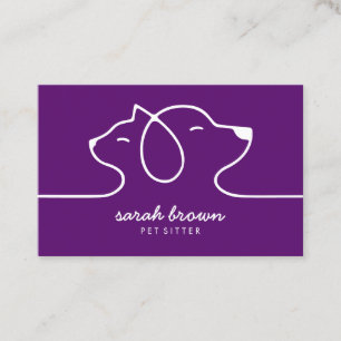 Tarjeta De Visita Logo de la línea púrpura gato perro mascota