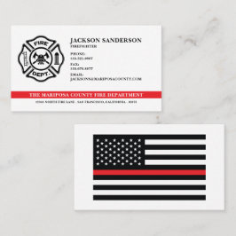 Tarjeta De Visita Logo de la Línea Roja del bombero del Departamento