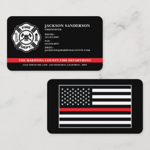Tarjeta De Visita Logo de la Línea Roja del bombero del Departamento