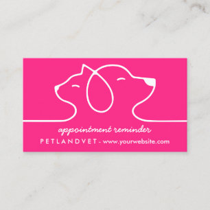 Tarjeta De Visita Logo de la línea rosa cita para mascotas perro gat