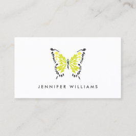 Tarjeta De Visita Logo de la mariposa pintada de amarillo en blanco