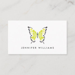 Tarjeta De Visita Logo de la mariposa pintada de amarillo en blanco