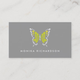Tarjeta De Visita Logo de la mariposa pintada de amarillo en gris