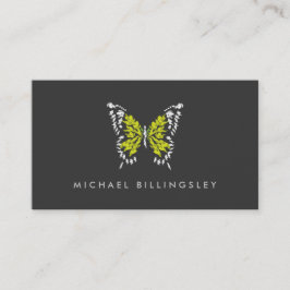 Tarjeta De Visita Logo de la mariposa pintada de amarillo en gris os