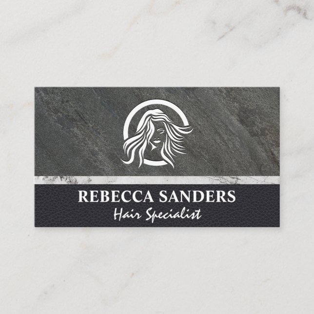 Tarjeta De Visita Logo de la mujer con pelo flotante (Anverso)