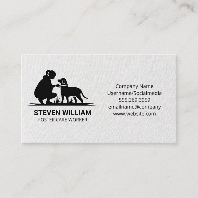 Tarjeta De Visita Logo de la mujer con perro (Anverso)