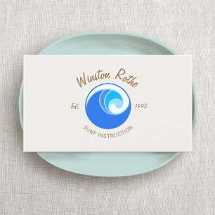Tarjeta De Visita Logo de la ola tropical del océano azul