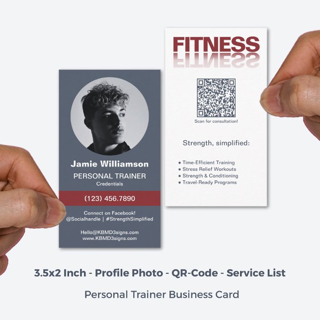 Tarjeta De Visita Logo de la palabra de fitness Rojo gris entrenador (3.5x2 Inch, Fitness Word Logo Grey Red Personal Trainer Business Card)