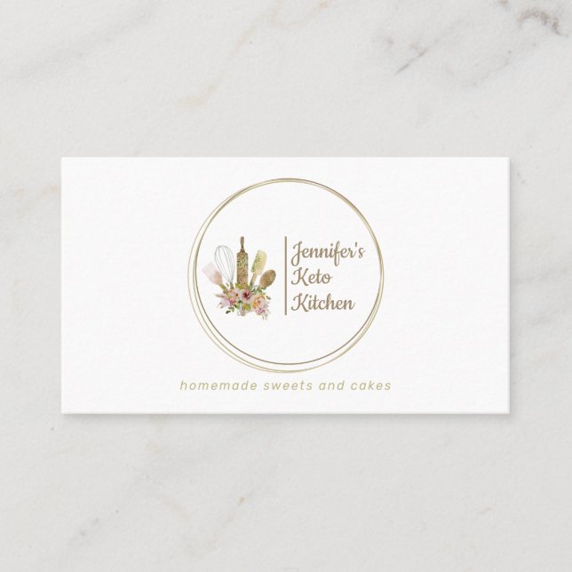 Tarjeta De Visita Logo de la panadería rusa Keto Vegan Chef (Anverso)