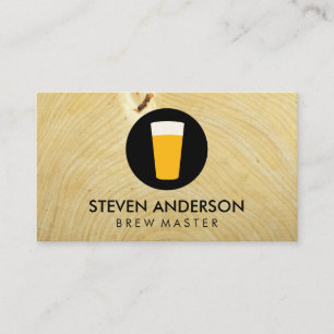 Tarjeta De Visita Logo de la pinta de cerveza   Grano de madera