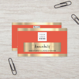 Tarjeta De Visita Logo de la tienda de moda de marco dorado QR CODE