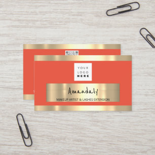 Tarjeta De Visita Logo de la tienda de moda de marco dorado QR CODE