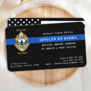 Tarjeta De Visita Logo de la unidad K9 de la policía, perro delgado 