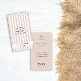 Tarjeta De Visita Logo de la vieja panadería rosa francesa elegante 