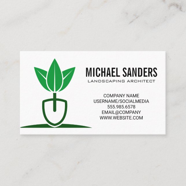 Tarjeta De Visita Logo de Landscaper | Jardinería (Anverso)