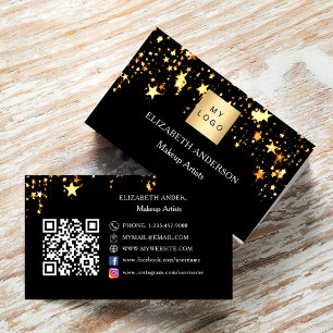 Tarjeta De Visita Logo de las estrellas de oro negro Código Qr medio