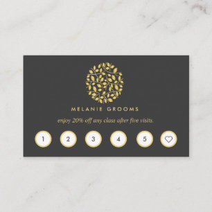 Tarjeta De Visita Logo de las hojas de oro   GRIS   yoga de masaje w