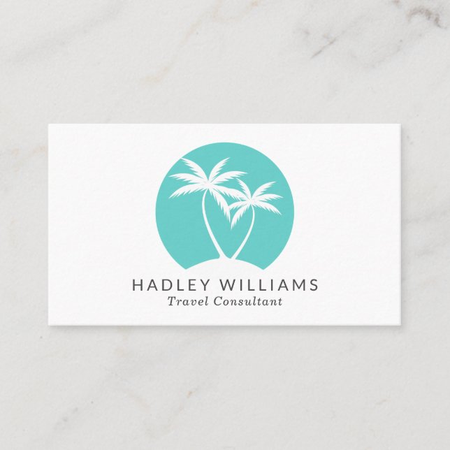 Tarjeta De Visita Logo de las Palmas Tropicales de Guay Aqua (Anverso)