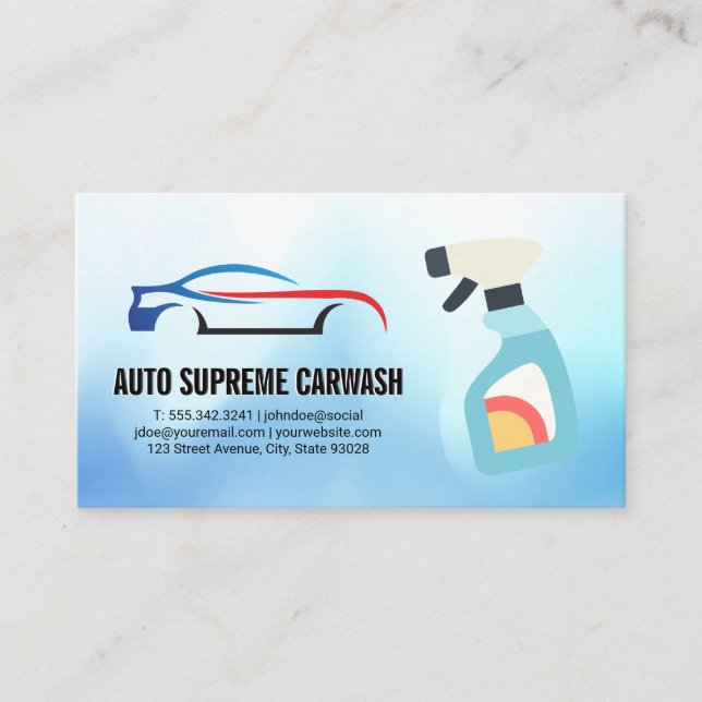 Tarjeta De Visita Logo de lavado automático de coches (Anverso)