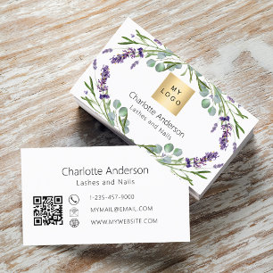 Tarjeta De Visita Logo de Lavender eucalipto verde código QR