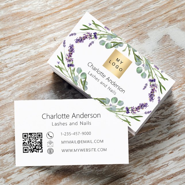 Tarjeta De Visita Logo de Lavender eucalipto verde código QR (Subido por el creador)