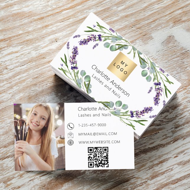 Tarjeta De Visita Logo de Lavender eucalipto verde foto código QR (Subido por el creador)