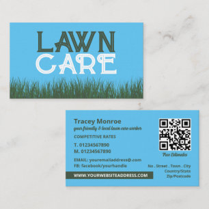 Tarjeta De Visita Logo de Lawn Care, Servicios de atención al jardín
