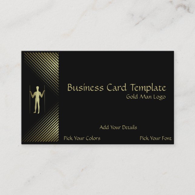 Tarjeta De Visita Logo de Long Man - Simple Gold Man (Anverso)