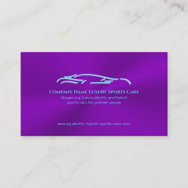 Tarjeta De Visita Logo de Luxury Car - Ice Blue Sportscar en violeta (Anverso)