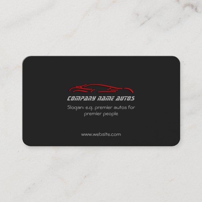 Tarjeta De Visita Logo de Luxury Car - Red Sportscar, plantilla negr (Anverso)