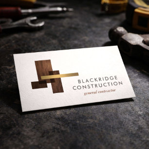 Tarjeta De Visita Logo de madera de construcción de contratista de l