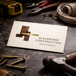 Tarjeta De Visita Logo de madera de construcción para contratistas d
