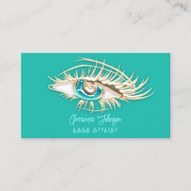 Tarjeta De Visita Logo de maquillaje Aqua Oceanic Blue Eyelash Qr Co (Anverso)