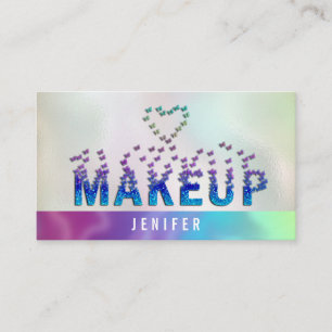 Tarjeta De Visita Logo de maquillaje de mariposas holográficas de lu