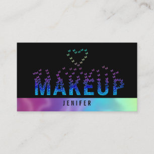 Tarjeta De Visita Logo de maquillaje de mariposas holográficas de lu