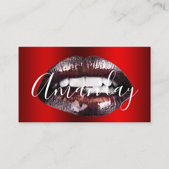 Tarjeta De Visita Logo de maquillaje para artistas Studio Red Lips l (Anverso)
