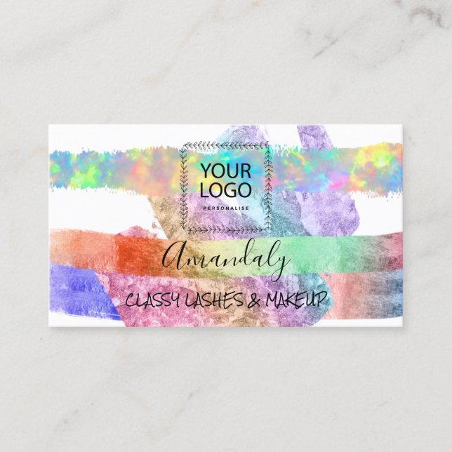 Tarjeta De Visita Logo de maquillaje profesional Holograma de pintur (Anverso)