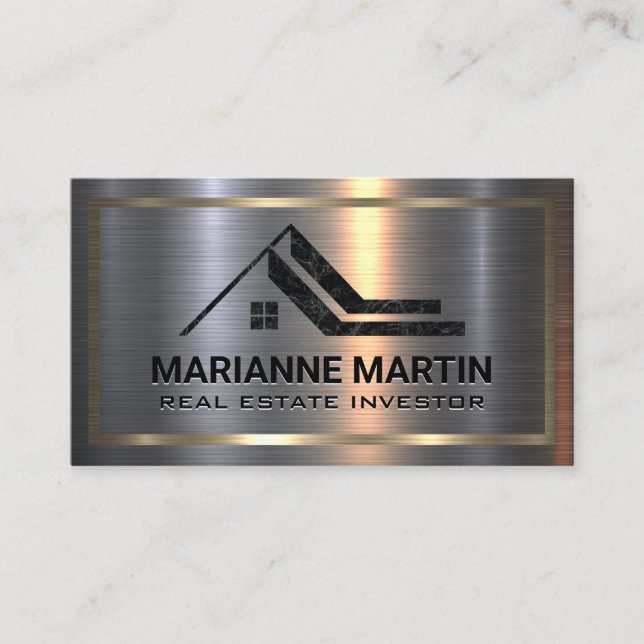 Tarjeta De Visita Logo de Marble Real Estate | Pincel Metalizado