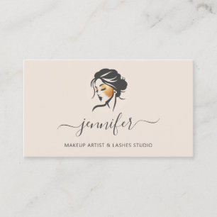 Tarjeta De Visita Logo de marfil de maquillaje dorado bloquea código