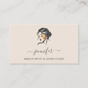 Tarjeta De Visita Logo de marfil de maquillaje dorado bloquea código