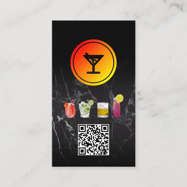 Tarjeta De Visita Logo de Martini Cocktail | Código QR (Anverso)