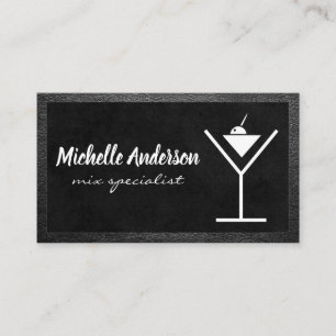 Tarjeta De Visita Logo de Martini   Negro sobre cuero negro