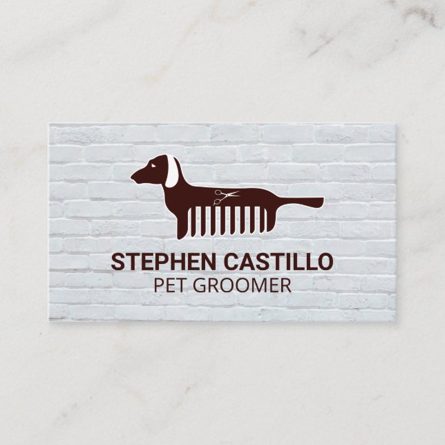 Tarjeta De Visita Logo de mascota Grooming (Anverso)