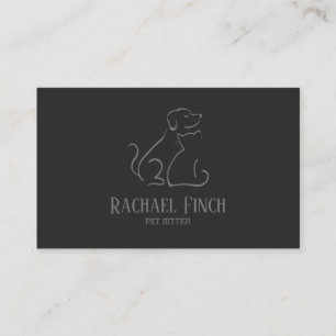 Tarjeta De Visita Logo De Mascota Minimalista Moderno Gris Y Carbón
