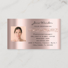 Tarjeta De Visita Logo de medios sociales Foto Rosa de maquillaje de