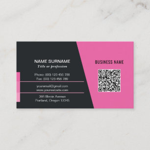 Tarjeta De Visita Logo de moda en red de código qr moderno y rosa c