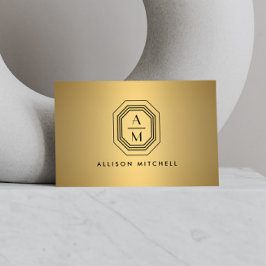 Tarjeta De Visita Logo de Monograma apilado en Art Deco sobre Faux G
