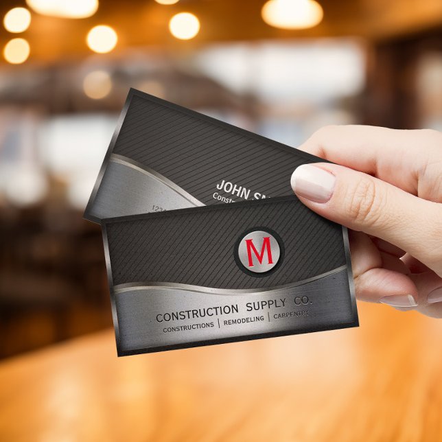Tarjeta De Visita LOGO de monograma de construcción Metalizado negro (Subido por el creador)