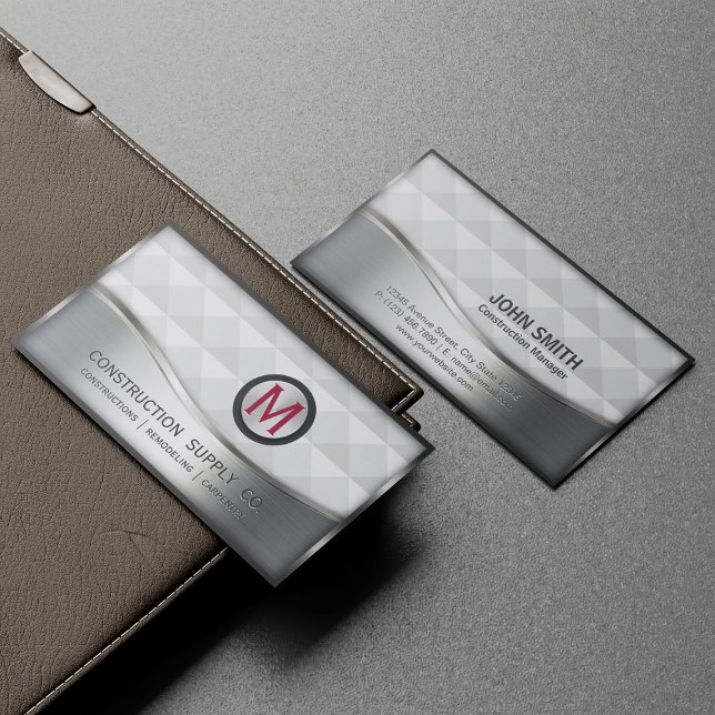 Tarjeta De Visita LOGO de monograma de construcción Metalizado negro (Subido por el creador)