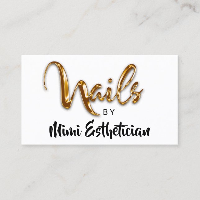 Tarjeta De Visita Logo de Nails Studio Artist Red Nails Script White (Anverso)